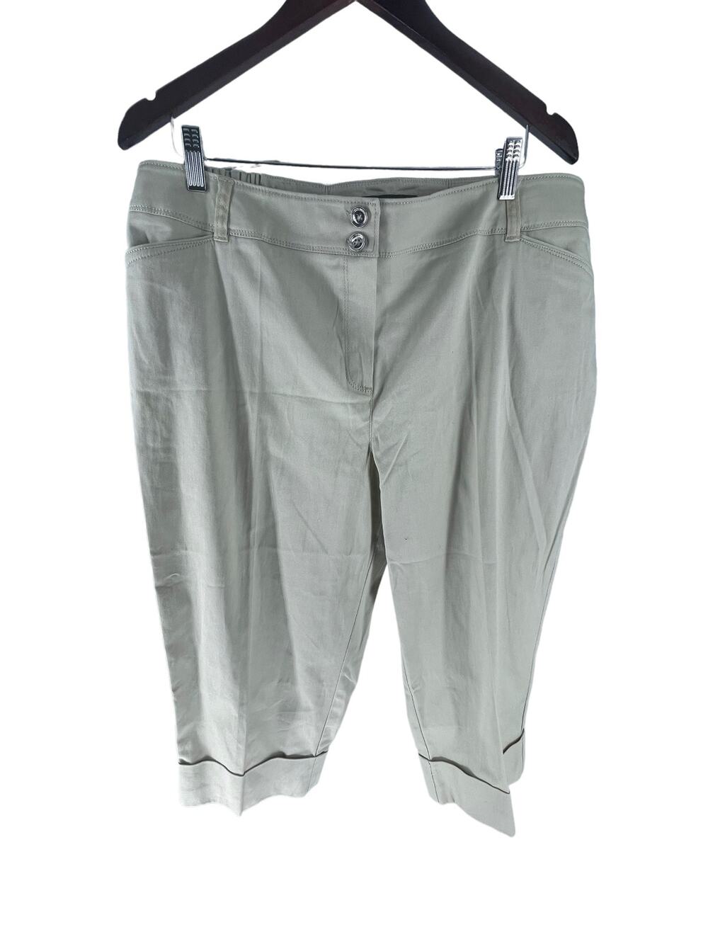 NWT Larry Levine Cream Khaki Capri Cropped Slim Leg Pants Women's Size 18